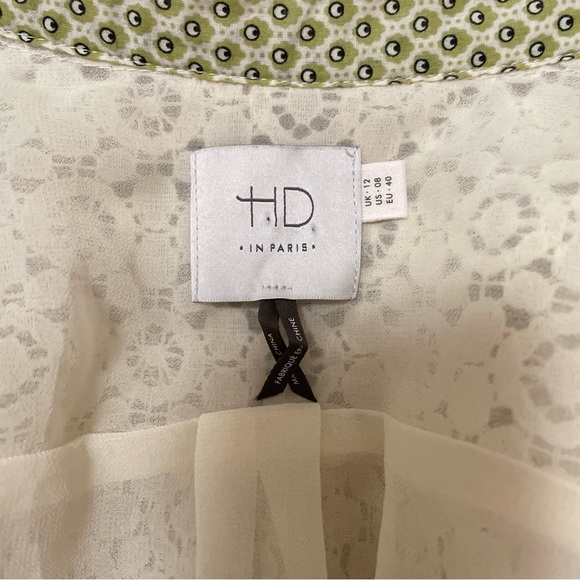 Anthropologie HD in Paris Ivory Chambray Lace and Denim Dress Country Size 8 - Picture 9 of 15